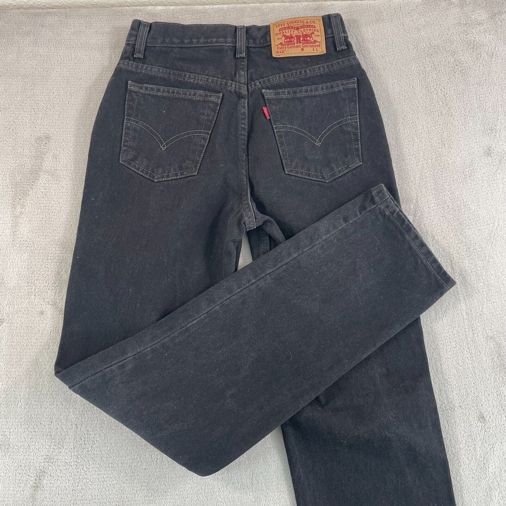 Vintage Levis 512 Jeans Women 7 JR‎ Juniors Black Slim Fit Straight Leg 90s Y2K